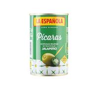 La Española - Pack de 12 Aceitunas Rellenas de Jalapeños | Picante Medio | Sin Gluten - PICARAS