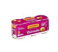La Española - Pack de Aceitunas Rellenas de Pimiento Asado I Pack de 8 Unidades 3 X 50Gr I Olivas de Mesa I COLORADAS