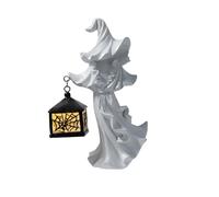 La estatua decorativa de mensajero del infierno con marco de resina de bruja blanca crea un ambiente frío perfecto para las estaciones. Ndj365 (blanco, 4 x 3 x 8,5 cm)