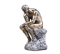 La Estatua del Pensador, Estatua de Bronce por Rodin Escultura Clásica para Decoración del Hogar Oficio del Arte,Oro,14x10x25cm