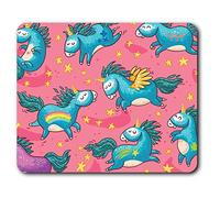 La estera cómoda Ratón - Caballo lindo del rosa de la diversión de los unicornios 23.5 x 19.6 cm (9.3 x 7.7 pulgadas) para la computadora y el ordenador portátil, oficina, regalo, base antideslizante - RM2238
