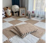 La Estera del Piso de la Espuma del Rompecabezas Que entrelaza con la Frontera 12x12 avanza Lentamente tamaños múltiples Multicolores(Light Brown+White,20Pcs)