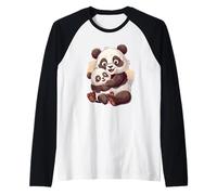 La Familia Panda Abraza al Oso Panda Camiseta Manga Raglan