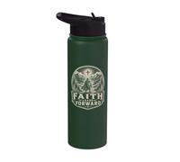 La fe conduce hacia adelante Cruz de guerrero cristiano Stainless Steel Insulated Water Bottle