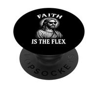 La fe es la flexión Cool Jesús Funny Christian PopSockets PopGrip Adhesivo