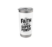 La fe es mi superpoder inspirador para los creyentes Vaso térmico de acero inoxidable de doble pared