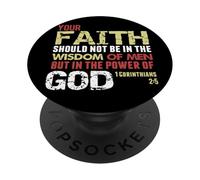 La fe no en la sabiduría de los Hombres, Sino en el Poder de Dios 1 Cor 2 PopSockets PopGrip Adhesivo