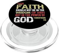 La fe no en la sabiduría de los Hombres, Sino en el Poder de Dios 1 Cor 2 PopSockets PopGrip para MagSafe