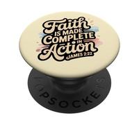 La fe se Completa en acción Santiago 2:22 PopSockets PopGrip Adhesivo