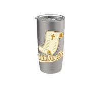 La fe suena a la verdadera cruz de las Escrituras cristianas Vaso térmico de acero inoxidable de doble pared