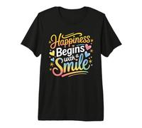 La Felicidad Comienza con una Sonrisa Cita Positiva Hombres Mujeres Niños Camiseta Premium