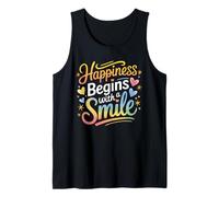 La Felicidad Comienza con una Sonrisa Cita Positiva Hombres Mujeres Niños Camiseta sin Mangas