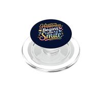 La Felicidad Comienza con una Sonrisa Cita Positiva Hombres Mujeres Niños PopSockets PopGrip para MagSafe