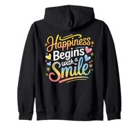 La Felicidad Comienza con una Sonrisa Cita Positiva Hombres Mujeres Niños Sudadera con Capucha