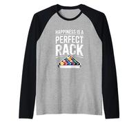 La Felicidad Divertida es un Dicho de Billar en Rack Camiseta Manga Raglan