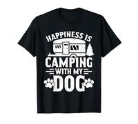 La felicidad es acampar con mi perro Camper Camp Lover Campfire Camiseta