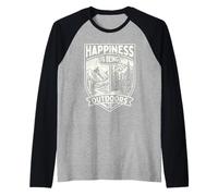 La Felicidad es Estar al Aire Libre - Senderismo Trekker Senderismo Camiseta Manga Raglan