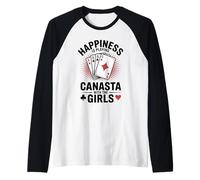 La Felicidad es Jugar al Juego de Cartas Canasta con Las Chicas Camiseta Manga Raglan