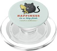 La Felicidad es un pez Gordo y un Testigo: Divertido Gato Pescador PopSockets PopGrip para MagSafe