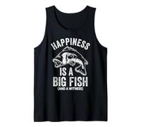 La felicidad es un pez grande y un testigo broma divertida de pesca Camiseta sin Mangas