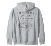 La Felicidad es un pez Grande y un Testigo - Divertido Pescador de Pesca Sudadera con Capucha