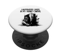 La felicidad vive en mi disco duro - Amante divertido de PC PopSockets PopGrip Adhesivo