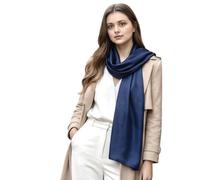 LA FERANI Bufanda de seda para mujer, 100% seda, color blanco, negro, 180 x 90 cm, color liso, para todas las ocasiones formales, estilo empresarial, regalo para ella, azul oscuro, 180 cm x 90 cm