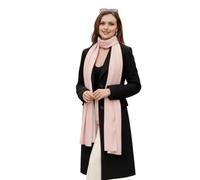LA FERANI Pañuelo de seda para mujer, 100% seda, color liso, blanco y negro, 180 x 90 cm, color liso, para traje, ocasiones formales, estola, estilo de negocios, regalo para ella, Rosa., 180 cm x 90
