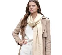 LA FERANI Pañuelo de seda para mujer, 100% seda, color liso, blanco y negro, 180 x 90 cm, color liso, para traje, ocasiones formales, estola, estilo de negocios, regalo para ella, beige, 180 cm x 90