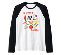 La Festa Italiana gráfica Italiana Vegetal Italia Pizza Camiseta Manga Raglan