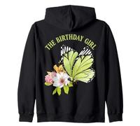 La fiesta de la mariposa de la muchacha del cumpleaños verde niños Sudadera con Capucha