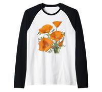 La flor silvestre naranja amapola de California Camiseta Manga Raglan