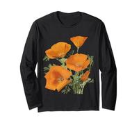 La flor silvestre naranja amapola de California Manga Larga