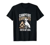 La fogata se acurruca con mi Amante del Campamento de Perro Camiseta