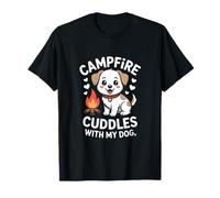 La fogata se acurruca con mi Amante del Campamento de Perro Camiseta