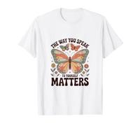 La Forma en Que te hablas a ti Mismo Importa - Afirmación Positiva Camiseta gráfica económica, Hombre, Blanco, S