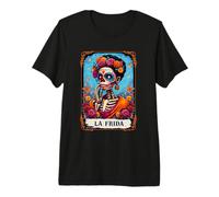 La Frida Tarot Card Día de los Muertos Esqueleto Calavera Azúcar Camiseta Premium