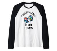 La fuerza de concienciación sobre el autismo viene en todas las formas de entrenamiento en el gimnasio Camiseta Manga Raglan