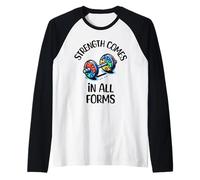 La fuerza de concienciación sobre el autismo viene en todas las formas de entrenamiento en el gimnasio Camiseta Manga Raglan
