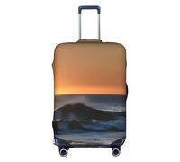 La funda protectora para maleta con diseño de rayos de sol sobre las olas del mar es adecuada para equipaje de entre 18 y 32 pulgadas, Blanco, M