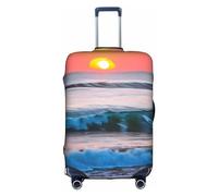 La funda protectora para maleta de carrito de atardecer y amanecer con olas del mar es adecuada para equipaje de entre 45 y 81 cm, Blanco, L