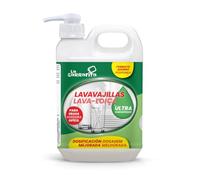 La Garrafita Lavavajillas Manual con Bomba Dosificadora 2L - Detergente Concentrado Desengrasante | Espuma Activa Anti-Resecante | Apto para Toda la Vajilla | Fabricado en España