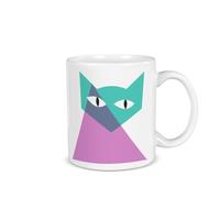 La Gata Zurda - Taza Cat - Taza Mediana de Café - 350ml - Taza de Cerámica - Taza para Desayuno - Taza Original - Arte Cubista