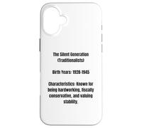 La generación silenciosa-tradicionalistas Años de Nacimiento: 1928-1945 Carcasa para iPhone 16 Plus