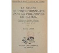 La Genèse De Lintentionnalité Dans La Philosophie De Husserl (ebook)