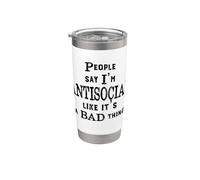 La gente divertida dice que soy antisocial como si fuera algo malo Vaso térmico de acero inoxidable de doble pared