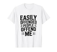 La Gente Que se ofende fácilmente me ofende Camiseta gráfica económica, Hombre, Blanco, S