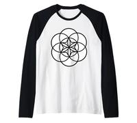 La geometría Sagrada Blanca da Forma a la Flor de la Vida en Blanco y Negro Camiseta Manga Raglan