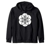 La geometría Sagrada Blanca da Forma a la Flor de la Vida en Blanco y Negro Sudadera con Capucha
