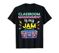 La gestión del Aula es el Día del Maestro Retro de los 80 de My Jam Camiseta gráfica económica, Hombre, Negro, L